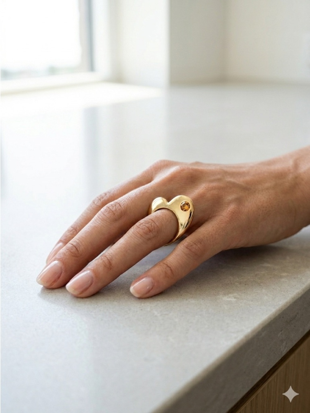 Marc by Marc Jacobs Gold L'Amour Fou Heart Statement Ring - Size 8